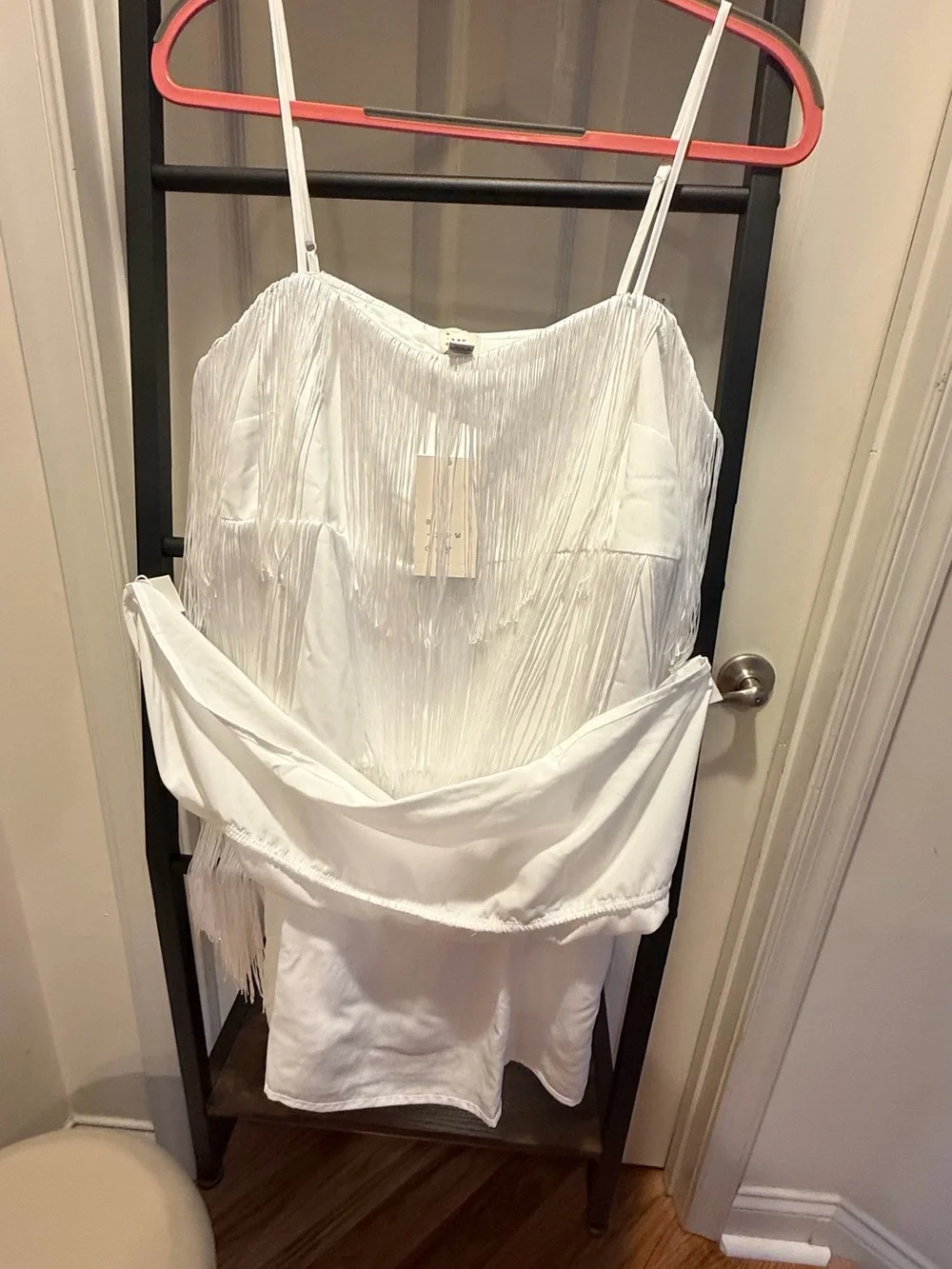 Tiered Fringe Mini White Dress Wedding Guess Destination Wedding - Picture 8 of 16